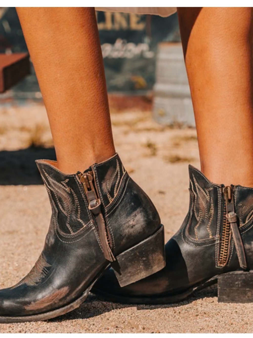 Freebird by Steven Black
Leather Western Ankle Boots  Zip Ankle Booties